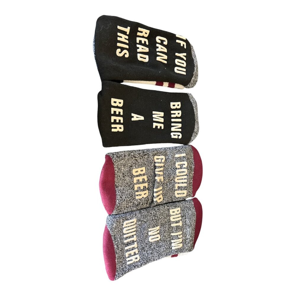 2 Pair Unisex Socks with Gripper Feet Black, Burgundy, Gray, White